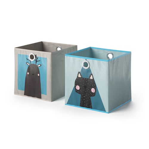 Boîte Pliante  29971 Gris/bleu 30x30cm Lot De 2