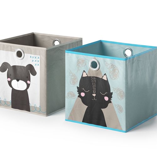 Boîte Pliante  29971 Gris/bleu 30x30cm Lot De 2