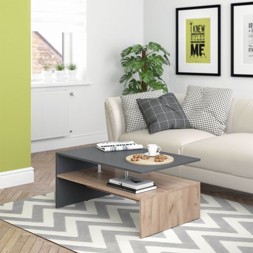 Table Basse Amato 30180 Anthracite/chêne Sable 90x60cm