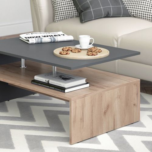 Table Basse Amato 30180 Anthracite/chêne Sable 90x60cm