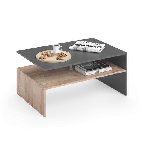 Table Basse Amato 30180 Anthracite/chêne Sable 90x60cm