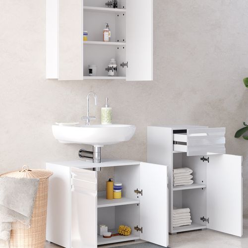 Meubles Bain Fredd 30428 Blanc Haute Brillance 3 Parties