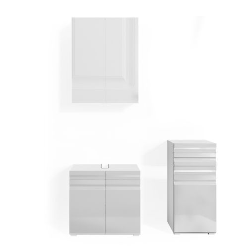 Meubles Bain Fredd 30428 Blanc Haute Brillance 3 Parties