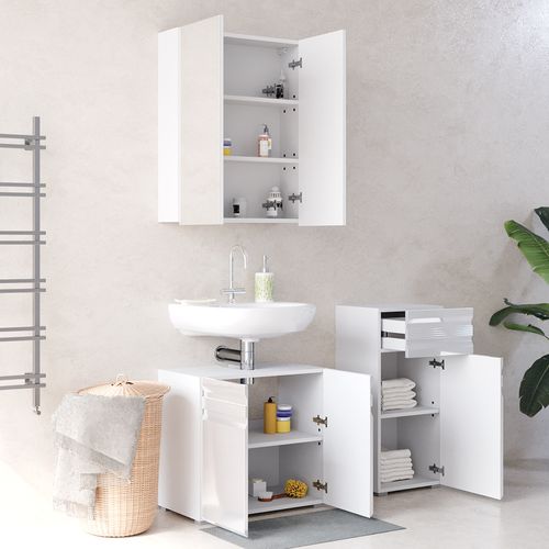 Meubles Bain Fredd 30428 Blanc Haute Brillance 3 Parties