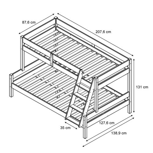 Lit Superposé Everest 30432 Blanc 120x200 / 80x200 Cm