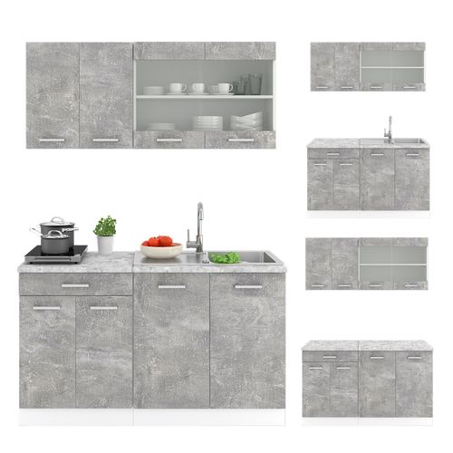 Cuisine R-line 30232 Béton 140cm , Pt Marbre