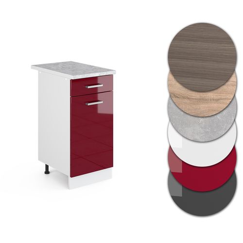 Meuble Cuisine R-line 30472 Rouge Brillant 40cm , Pt Marbre