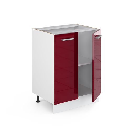 Meuble Bas De Cuisine R-line, Rouge Bordeaux Haute Brillance, 60cm