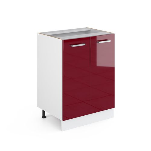 Meuble Bas De Cuisine R-line, Rouge Bordeaux Haute Brillance, 60cm