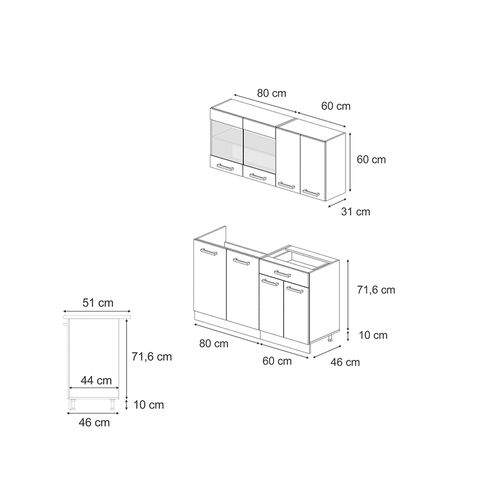 Cuisine R-line 30529 Rouge Brillant/blanc 140cm , Pt Marbre