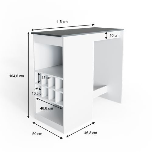 Table De Bar Ross 30469 Blanc/anthracite 115x50cm