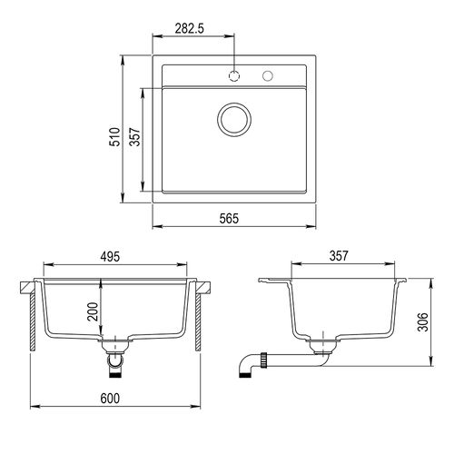 Évier Valencia 30751 Blanc 56.5x51cm