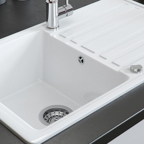 Évier Valencia 30752 Blanc 76.5x46cm Avec Emplacement De Séchage