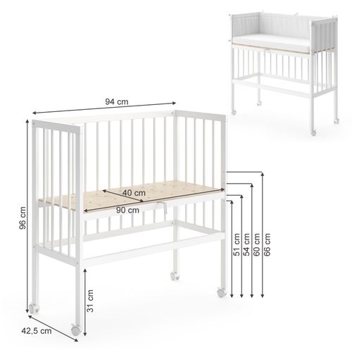 Lit D Sophie 30377 Blanc 94x42.5cm 1 Rail Latéral