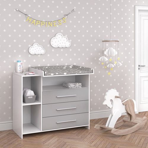 Commode à Langer Oskar 30719 Blanc/gris 113x100cm