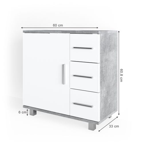 Meuble Sous Vasque Simple Ilias 30802 Béton 60x60.8cm