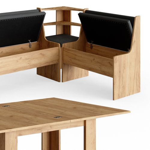 Groupe De Banquettes Dangle Roman 30774 Chêne De Force Doré 150x120cm Avec Table