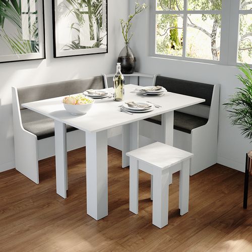 Groupe De Banquettes Dangle Roman 30773 Blanc 150x120cm Avec Table