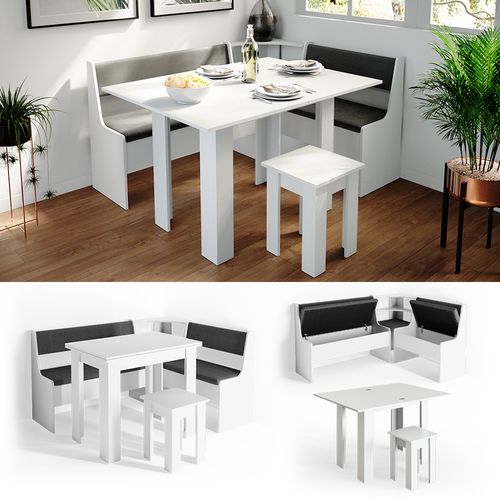 Groupe De Banquettes Dangle Roman 30773 Blanc 150x120cm Avec Table