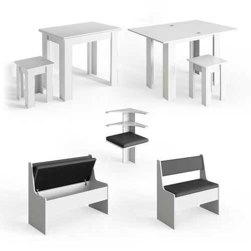 Groupe De Banquettes Dangle Roman 30773 Blanc 150x120cm Avec Table