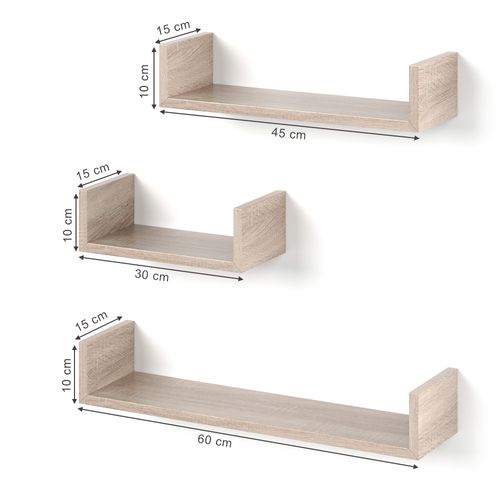 Étagère Murale  30796 Sonoma 60x10cm Set De 3 Casiers