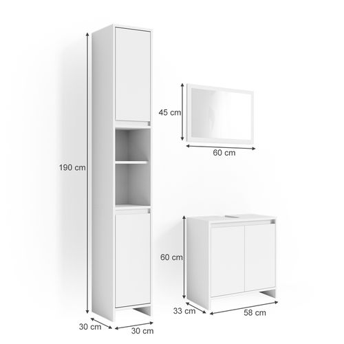 Meubles Bain Emma 31950 Blanc Lot De 3