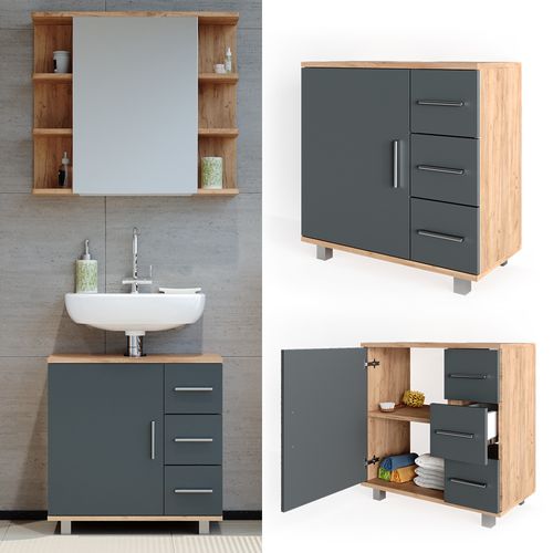 Meuble Sous Vasque Simple Ilias 31560 Chêne De Force Doré 60x60.8cm