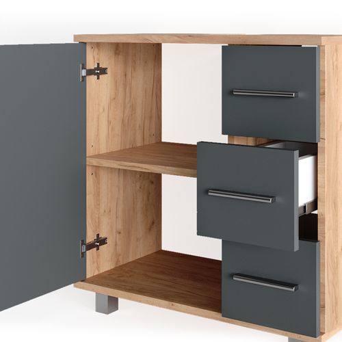 Meuble Sous Vasque Simple Ilias 31560 Chêne De Force Doré 60x60.8cm