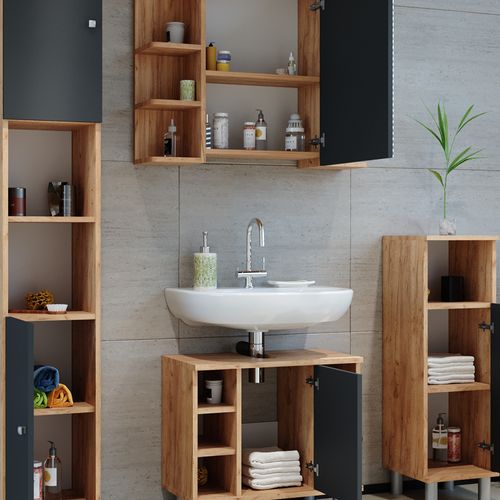 Meubles Bain Fynn 31988 Chêne 4 Parties