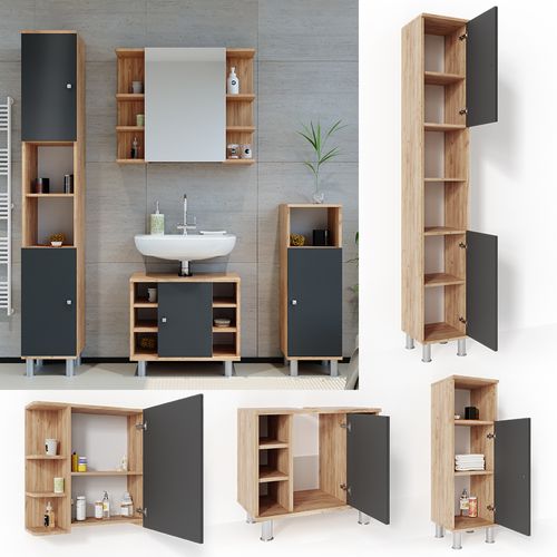 Meubles Bain Fynn 31988 Chêne 4 Parties