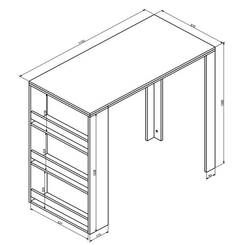 Table De Bar , Blanc, 57x117cm