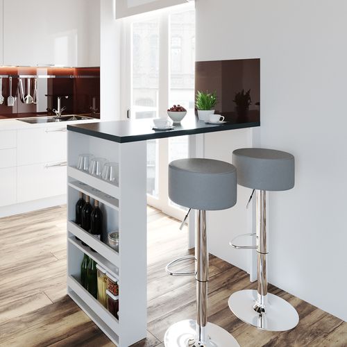Table De Bar , Blanc, 57x117cm Avec 3 Compartiments