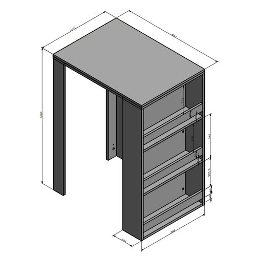 Table De Bar  32558 Anthracite/blanc 57x80cm