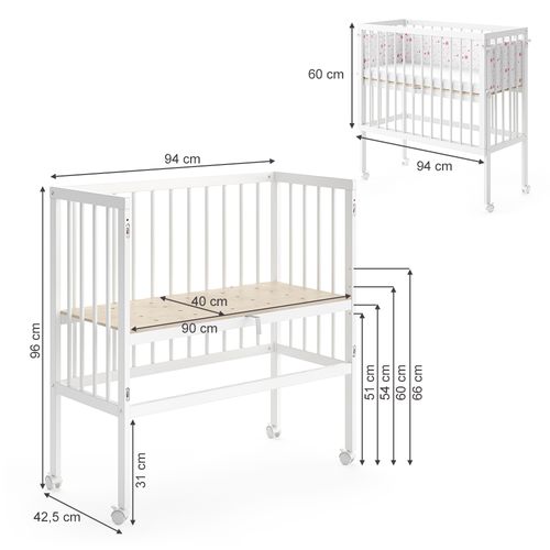 Lit Bébé Sophie 33008 Blanc 94x42.5 cm 2 Rails Latéraux