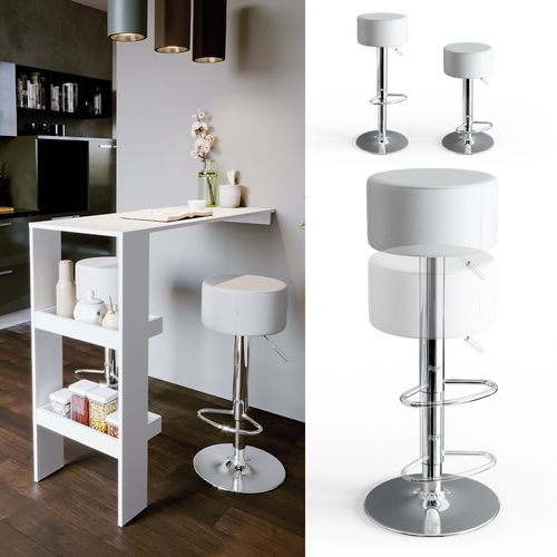 Tabouret De Bar  31999 Blanc 33x92cm 2 Pièces