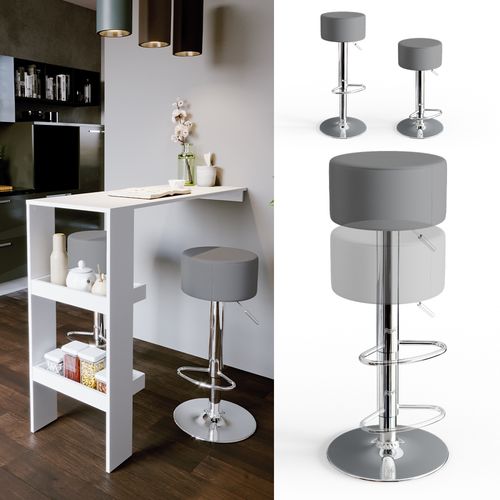 Tabouret De Bar  32000 Gris 33x92cm 2 Pièces