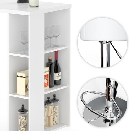 Set De Table De Bar Noel 33208 Blanc 120x60cm Avec 2 Tabourets De Bar