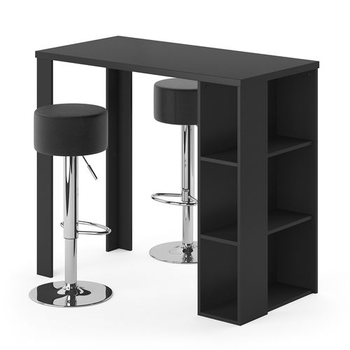 Set De Table De Bar Noel 33209 Noir 120x60cm Avec 2 Tabourets De Bar