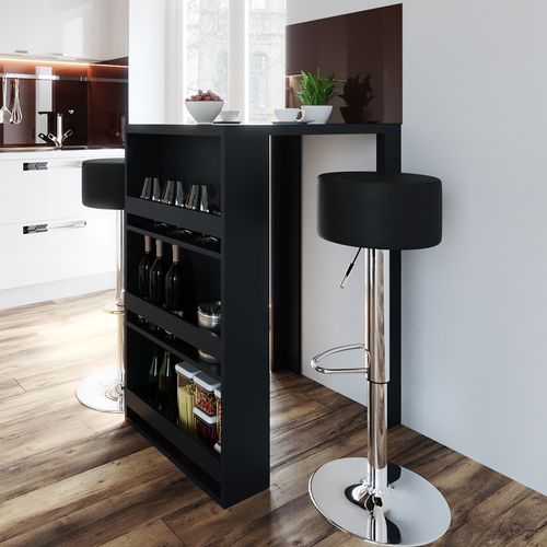 Set De Table De Bar , Anthracite, 57x80cm Avec 2 Tabourets De Bar