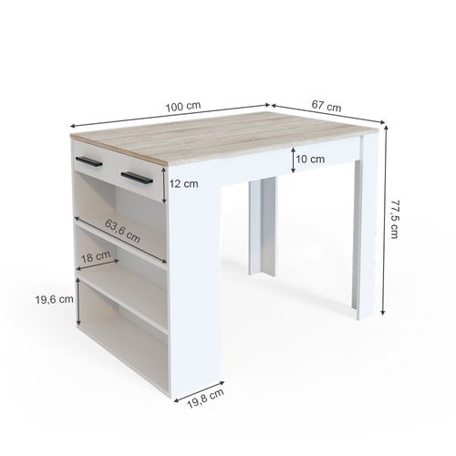 Table De Salle à Manger Repose 32864 Sonoma/blanc 67x100cm