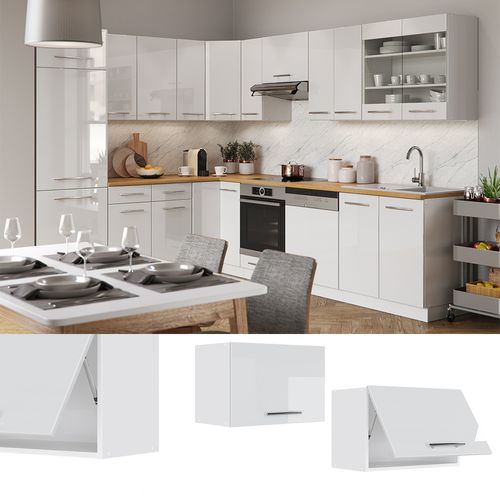 Elément Haut De Cuisine Fame-line 33525 Blanc Haute Brillance 60cm Plat