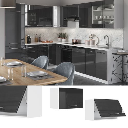 Elément Haut De Cuisine Fame-line 33526 Anthracite Haute Brillance 60cm Plat
