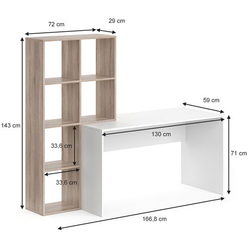 Bureau Mara 33553 Blanc/sonoma 166.8x59cm