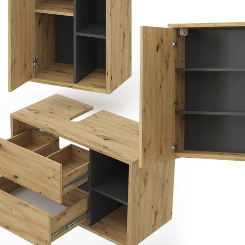 Meubles Bain Viola 34044 Chêne Artisan 3 Parties