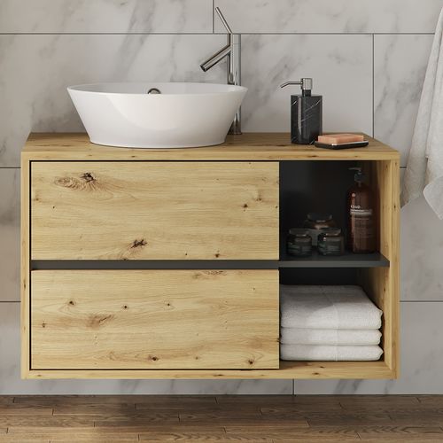 Meuble Sous Vasque Viola 33908 Chêne Artisan 100x60cm
