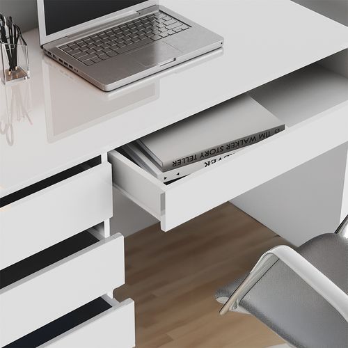 Bureau Sherry 36007 Blanc 55x120cm Avec Tiroirs