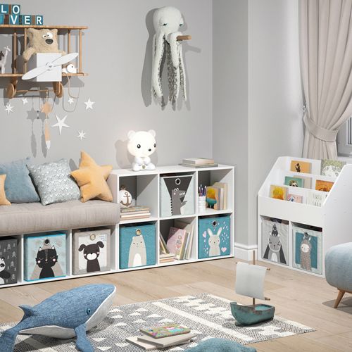 Bibliothèque Enfant 34145 Blanc 72x107.8cm Avec 6 Boîtes Pliantes