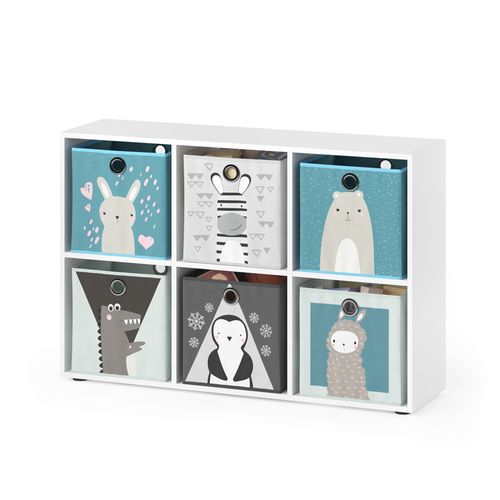 Bibliothèque Enfant 34145 Blanc 72x107.8cm Avec 6 Boîtes Pliantes