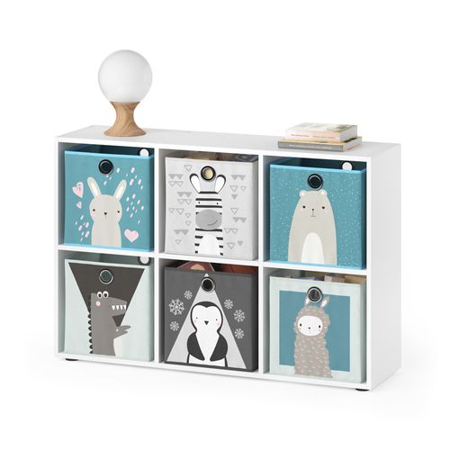 Bibliothèque Enfant 34145 Blanc 72x107.8cm Avec 6 Boîtes Pliantes