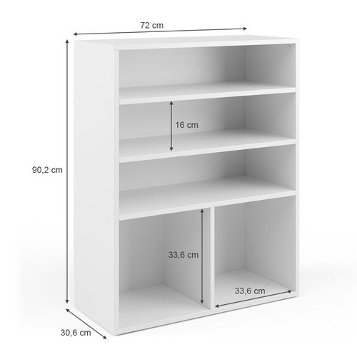 Bibliothèque Enfant Luigi 34209 Blanc 72x90.2cm 2 Compartiments